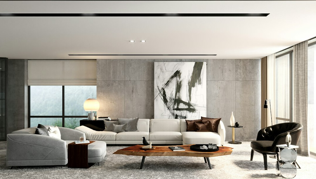 clean living room sofa