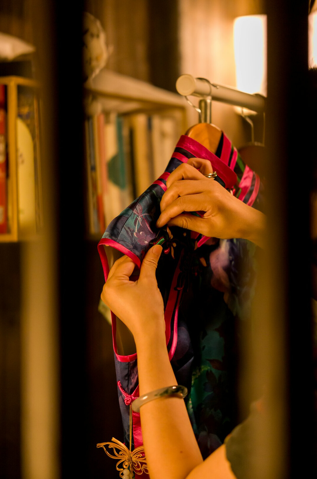 woman organizing closet