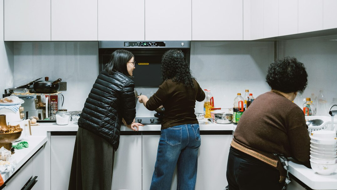 family preparing meal
